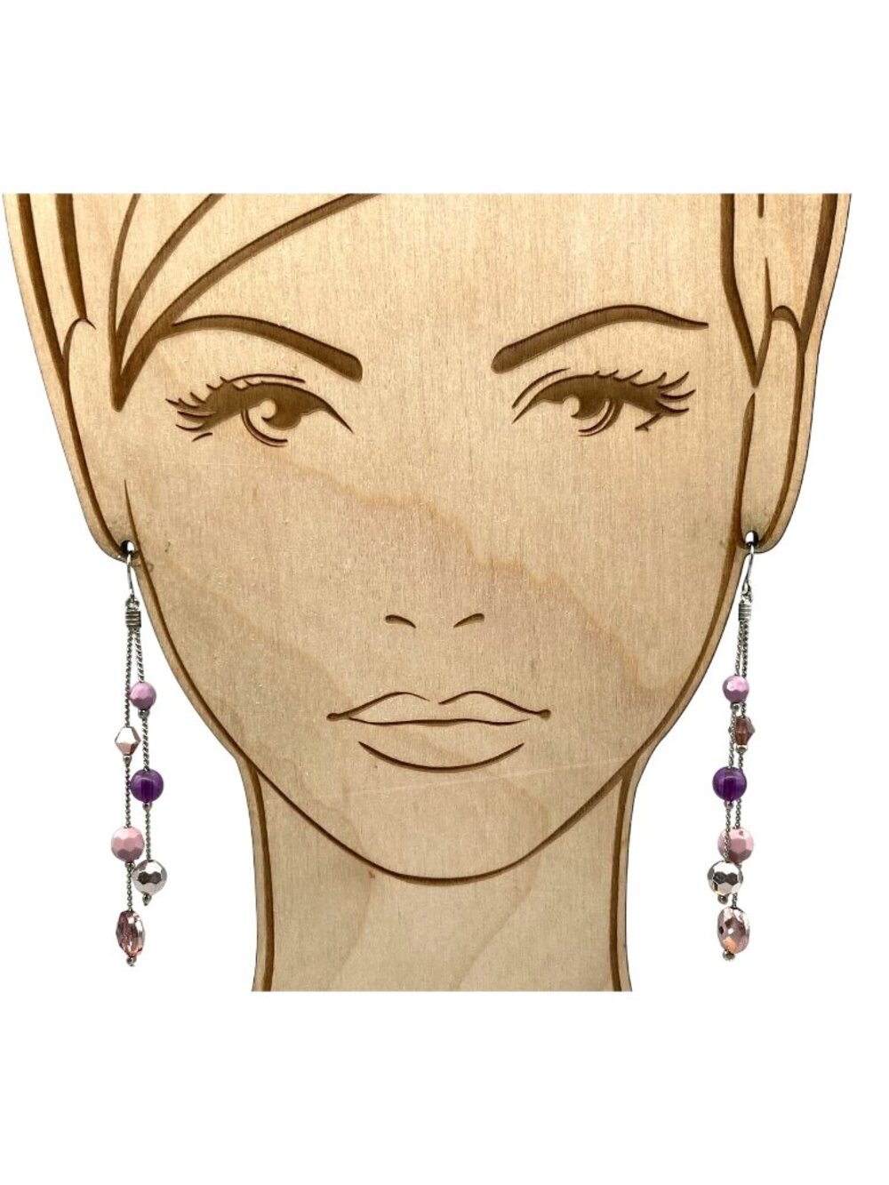 Shades of Pink Shoulder Duster Earrings, Faceted Crystal Beads on Silver Tone